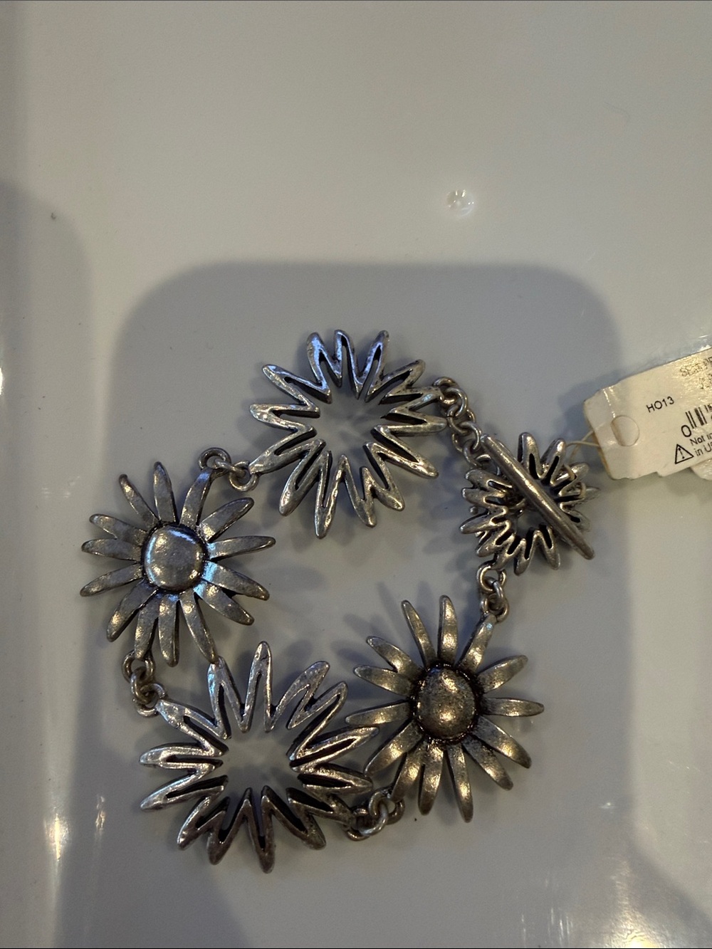 Lucky Brand Silver Floral Toggle Bracelet